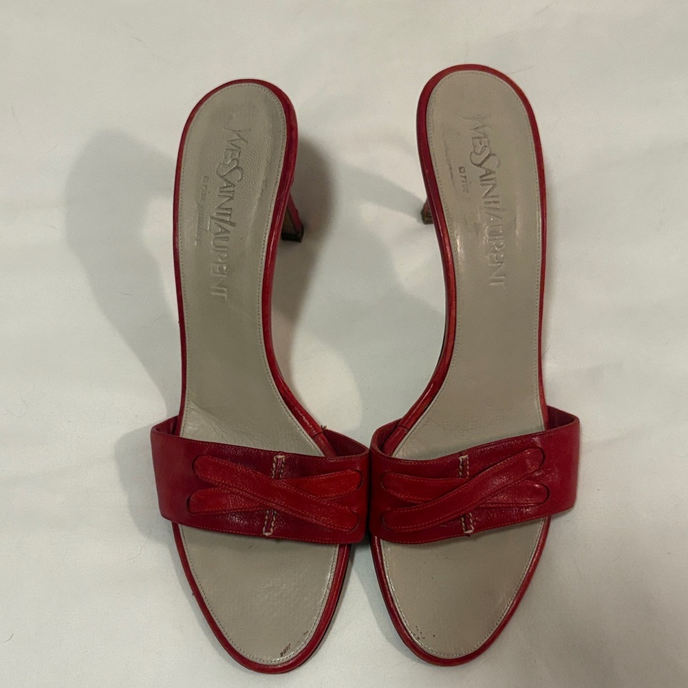 Yves Saint Laurent Red Open-Toe Heels